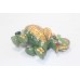 Elephant Figurine Natural Green Jade Gem Stone Gold Hand Painted Handmade B406